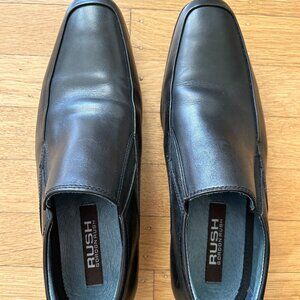 RUSH by Gordon Rush Mens Black Leather Loafers, Size 8